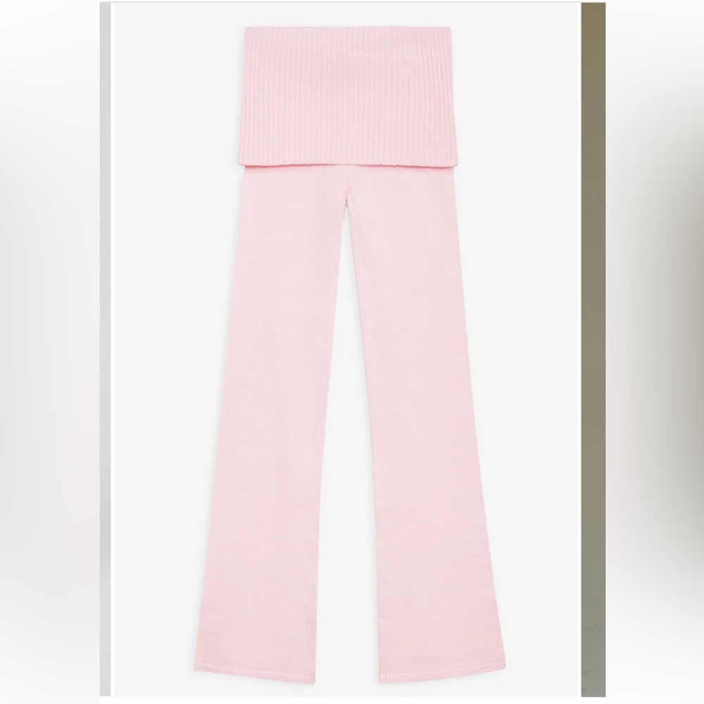 NWOT FRANKIES BIKINIS Mason Cloud Knit Flare Pant Light Pink